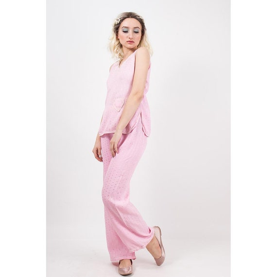 1930s Pajamas / Vintage pink 2 piece pyjama set /… - image 3