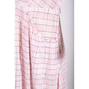 Vintage 1940s cotton day dress / Pink plaid summer weight / Pointed collar / M image 7