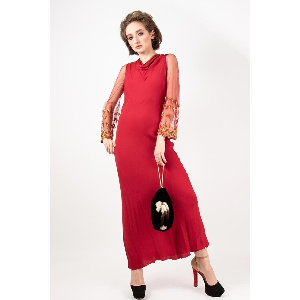 red 1930s dress