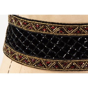 Vintage Christian Dior metallic beaded velvet Ceintures belt M image 3