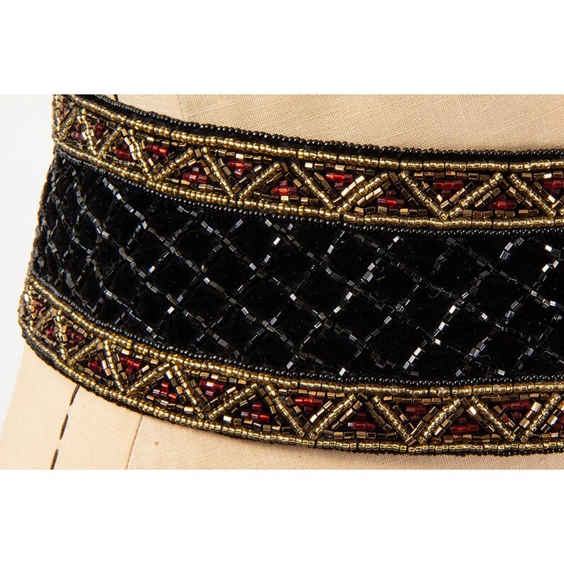 Vintage Christian Dior metallic beaded velvet Ceintures belt M image 3