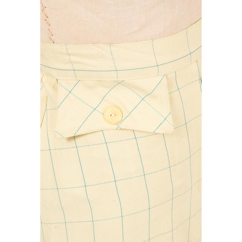 1930s skirt / Vintage yellow wool windowpane front pleat midi skirt small image 8