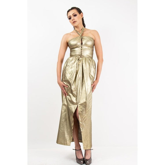 Vintage Mollie Parnis Gold Lame Goddess 