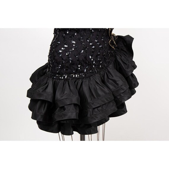 Vintage strapless prom mini dress / 1980s black s… - image 9