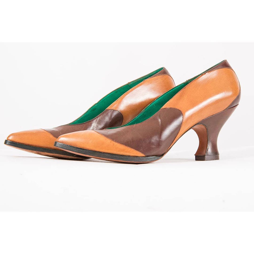Fred Slatten for Totar Shoes / Vintage Leather Spool Heeled - Etsy