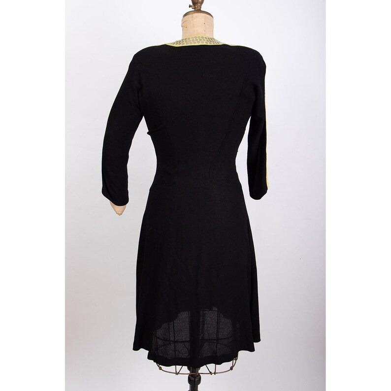 1940s studded dress / Vintage rayon crepe dress with studded sleeves / S M image 5