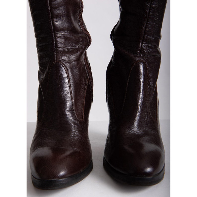 Vintage 1970s knee high leather boots / Stacked heel butter soft leather 6 image 2