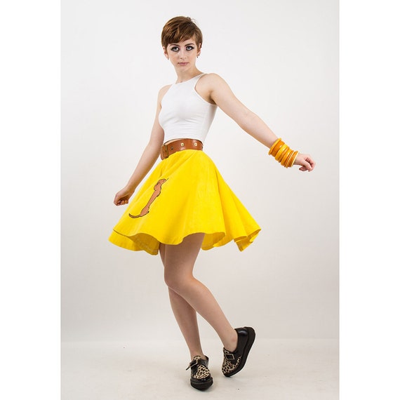 1950s poodle circle skirt / Vintage Dachshund appl