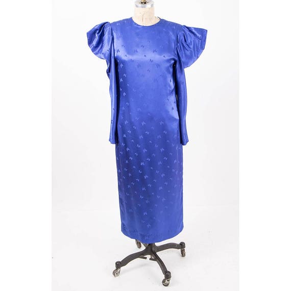 Vintage Hanae Mori silk dress / 1980s Cobalt blue… - image 4