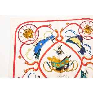 Vintage Hermes silk scarf / 1974 Phillipe LeDoux Springs white colorway image 8