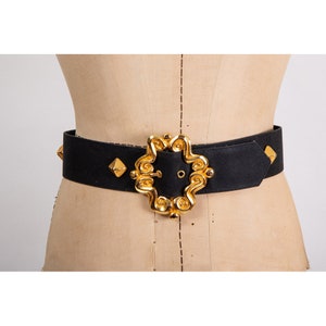 Vintage 1990s Christian Lacroix baroque statement gold belt with studs image 2