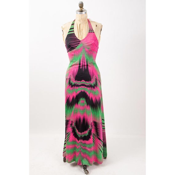 Vintage halter maxi dress / 1970s Berlei Sea Bodi… - image 3