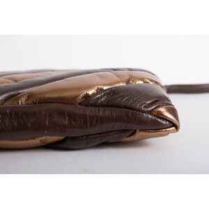 Vintage 1970s bronze puffy leather oversized clutch image 5