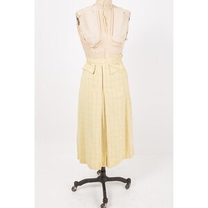 1930s skirt / Vintage yellow wool windowpane front pleat midi skirt small image 2