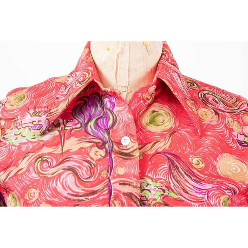 Vintage Van Gogh Shirt / 1970s Novelty Print / the Starry Etsy