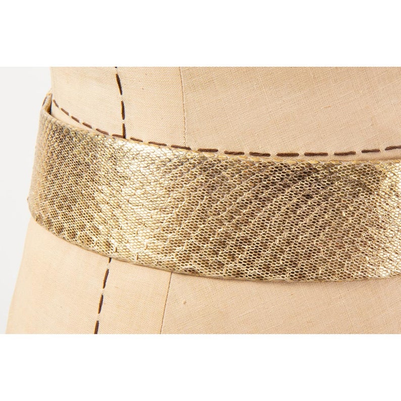 Vintage unsigned Judith Leiber gold snakeskin belt / 1980s crystal studded buckle image 4
