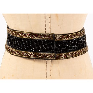 Vintage Christian Dior metallic beaded velvet Ceintures belt M image 4