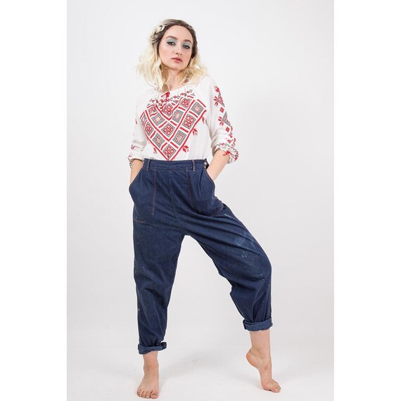 Vintage 1940s SR denim jeans / High waist with sid