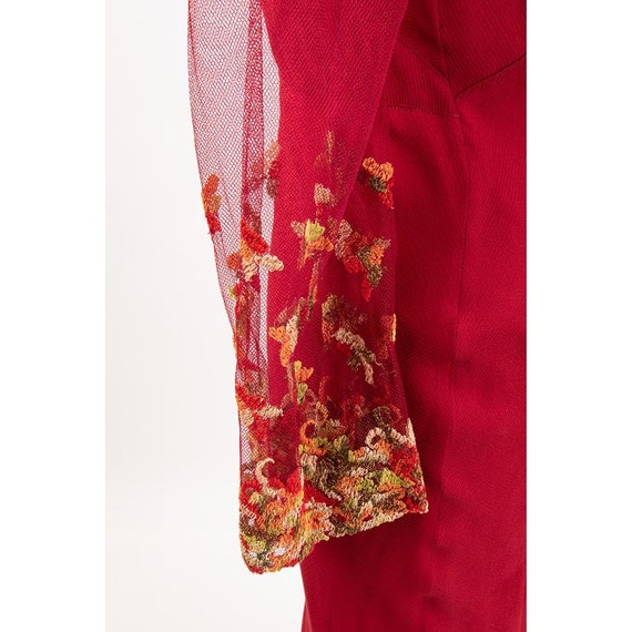 1930s dress / Vintage bias cut deep vermilion red… - image 9