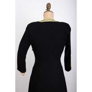 1940s studded dress / Vintage rayon crepe dress with studded sleeves / S M image 6