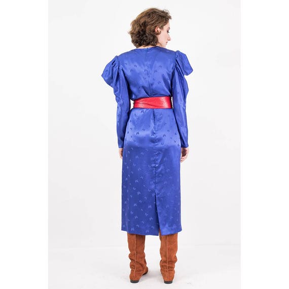 Vintage Hanae Mori silk dress / 1980s Cobalt blue… - image 9