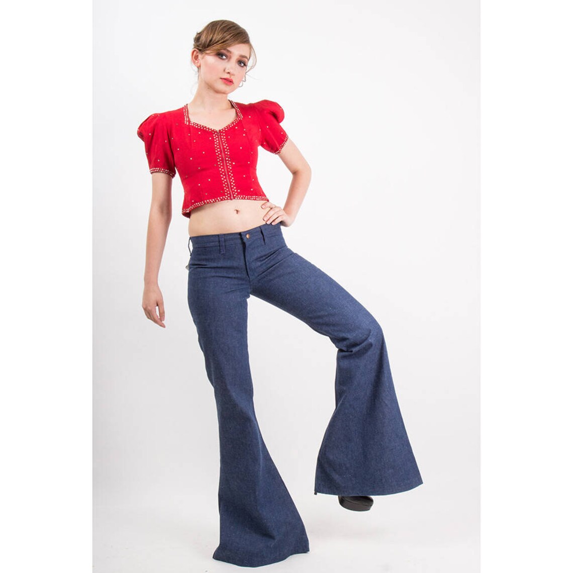 Vintage bell bottom jeans / 1970s hip hugger flared elephants Etsy