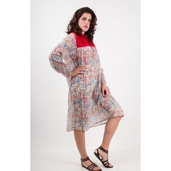 India gauze dress / Vintage Indian cotton sheer f… - image 3