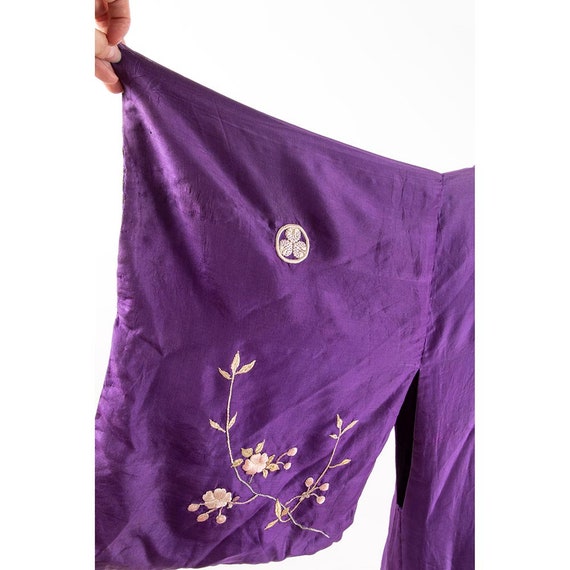 Antique silk pongee hand embroidered Kimono / 191… - image 6