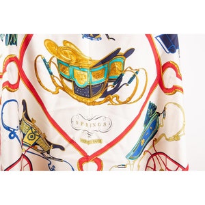 Vintage Hermes silk scarf / 1974 Phillipe LeDoux Springs white colorway image 3