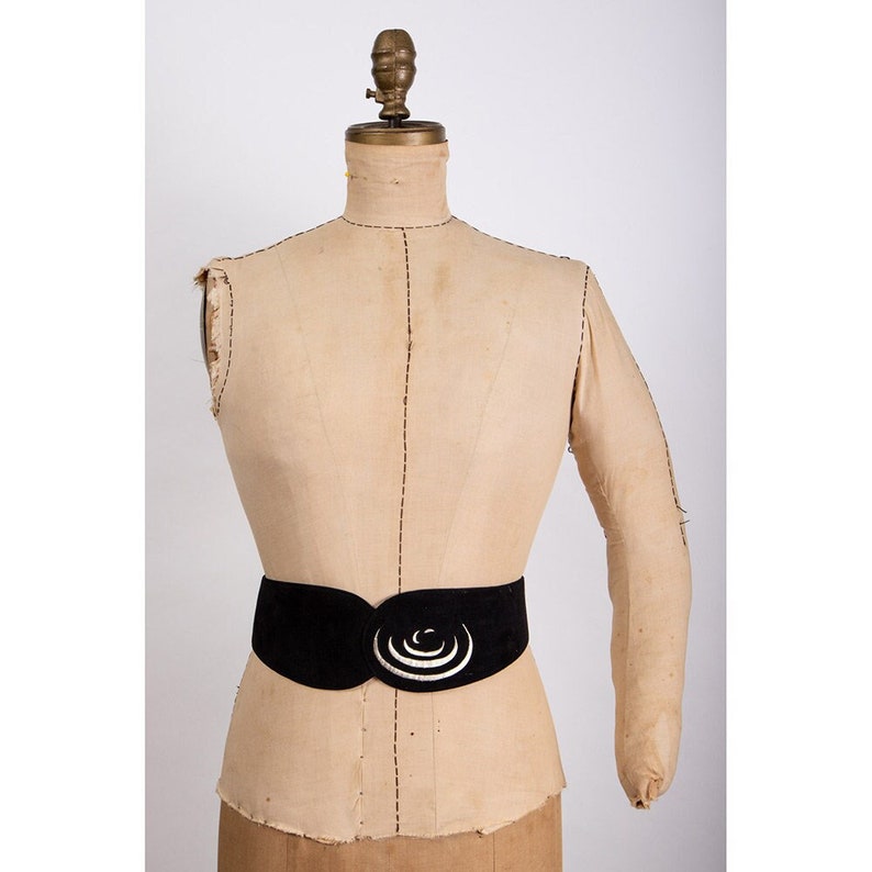 Vintage Charles Jourdan suede and metallic leather waist statement belt M image 1