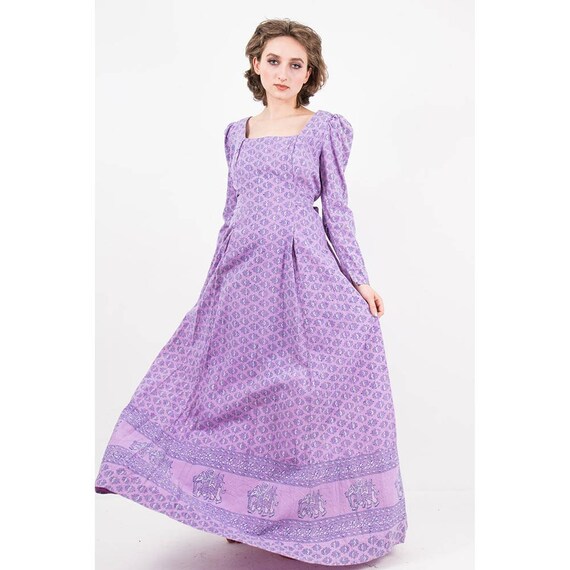 Vintage India cotton dress / 1970s block print max
