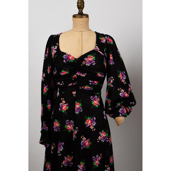 Vintage Fiorucci dress / 1970s dark floral print … - image 5