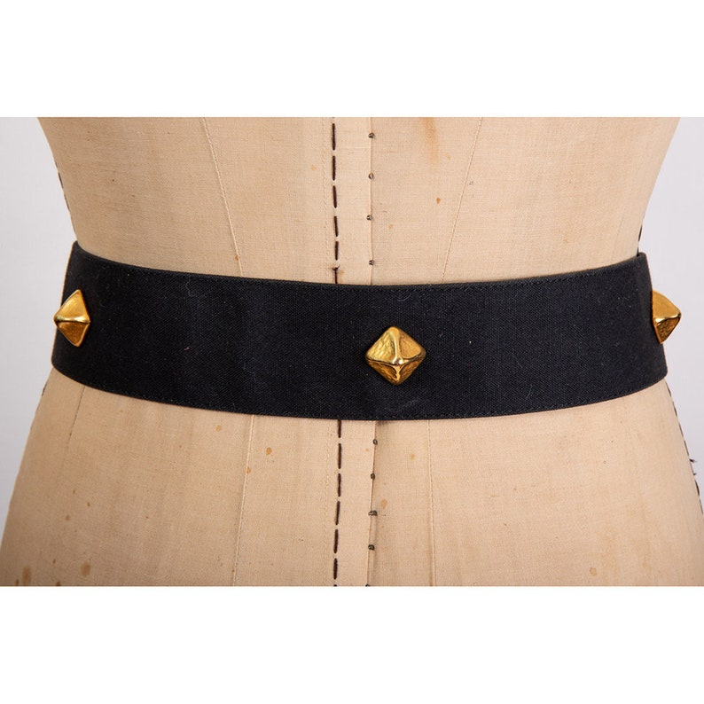 Vintage 1990s Christian Lacroix baroque statement gold belt with studs image 7