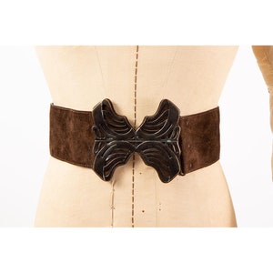 Vintage 1970s Yves Saint Laurent wide suede butterfly belt / XS image 1