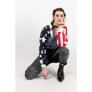 Vintage Fredericks of Hollywood denim jacket / 1980s patchwork American flag stars and stripes / S image 7