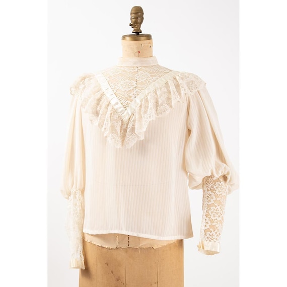 Vintage You Babes sheer lace blouse / 1970s does … - image 3