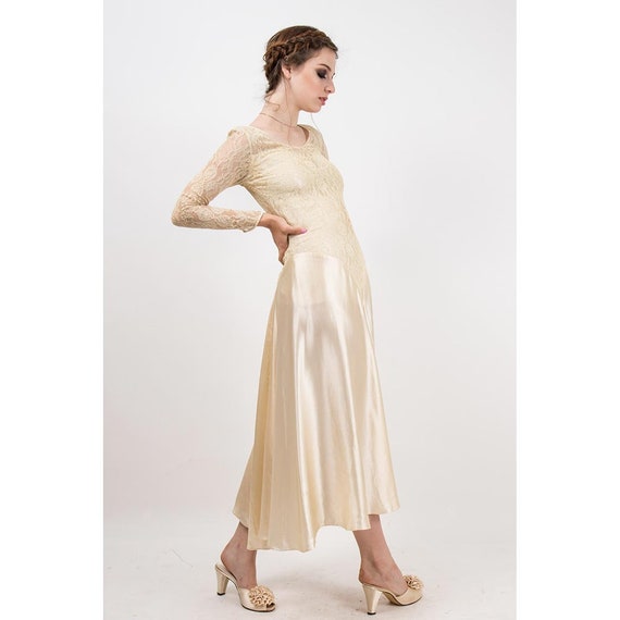 1930s Wedding dress / Vintage silk lace gown / Champa… - Gem