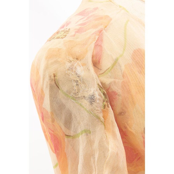 1920s dress / Vintage sheer silk chiffon poppy pr… - image 8