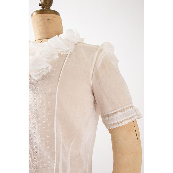 1930s cotton voile embroidered lace blouse / 1930… - image 4