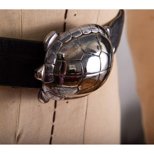 Vintage Paquette silver turtle adjustable belt / S M L image 5