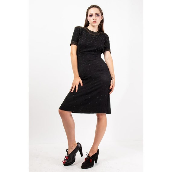 1930s vestido con tachuelas Vintage sesgo cortado crepe negro mini vestido de semental S Etsy Mexico