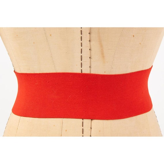 Vintage Norma Kamali OMO 1980s wide red elastic s… - image 5