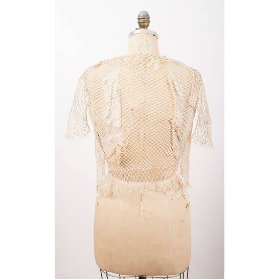 1930s jacket / Vintage fishnet blouse / White cha… - image 8