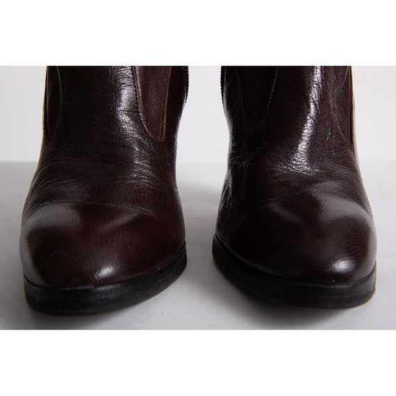 Vintage 1970s knee high leather boots / Stacked h… - image 3