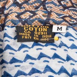 Vintage India cotton gauze dress / 1960s Indian block print sheer paper thin / XS image 7