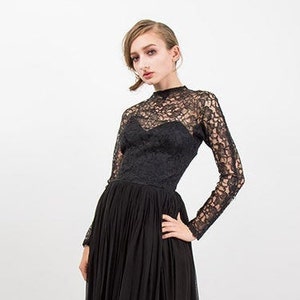 Vintage Suzy PERETTE / 1950s black lace sheer illusion cocktail dress S image 6