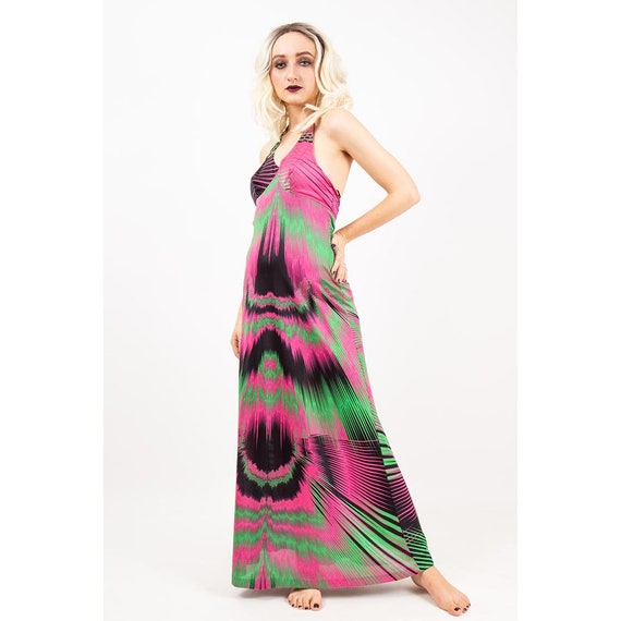Vintage halter maxi dress / 1970s Berlei Sea Bodi… - image 2