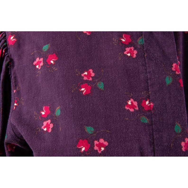 Vintage Laura Ashley cotton blouse / 1980s Plum floral balloon puff sleeve button front / M image 8