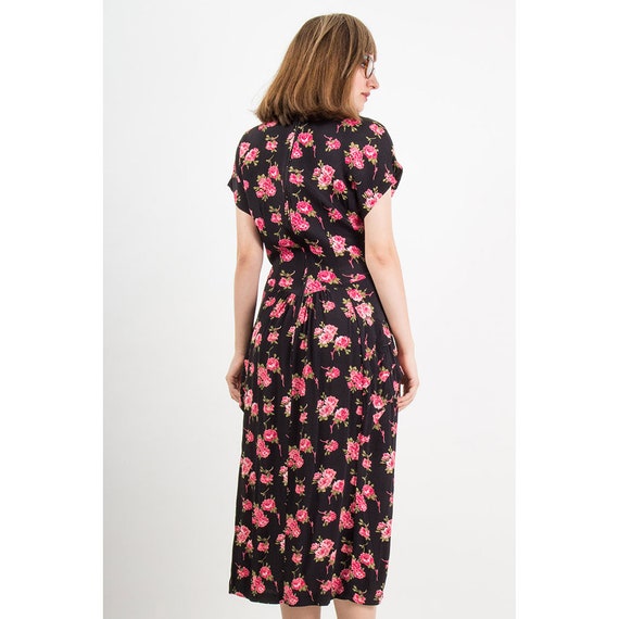 Vintage dark floral dress / Rose print / 1980s do… - image 10