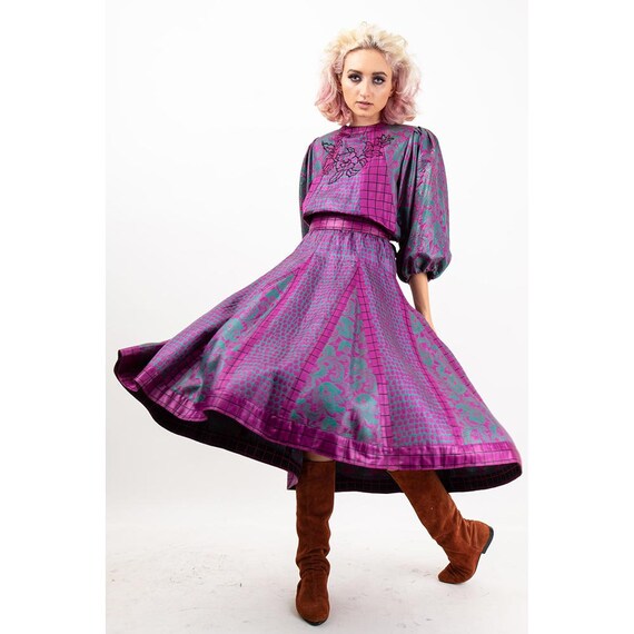 Vintage Diane Freis dress / 1980s balloon sleeve f